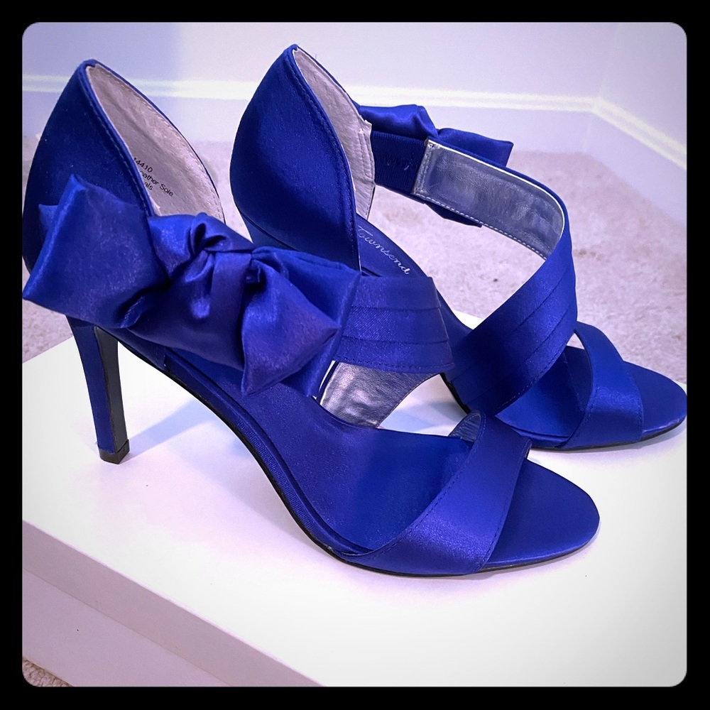 Blue Satin Heels